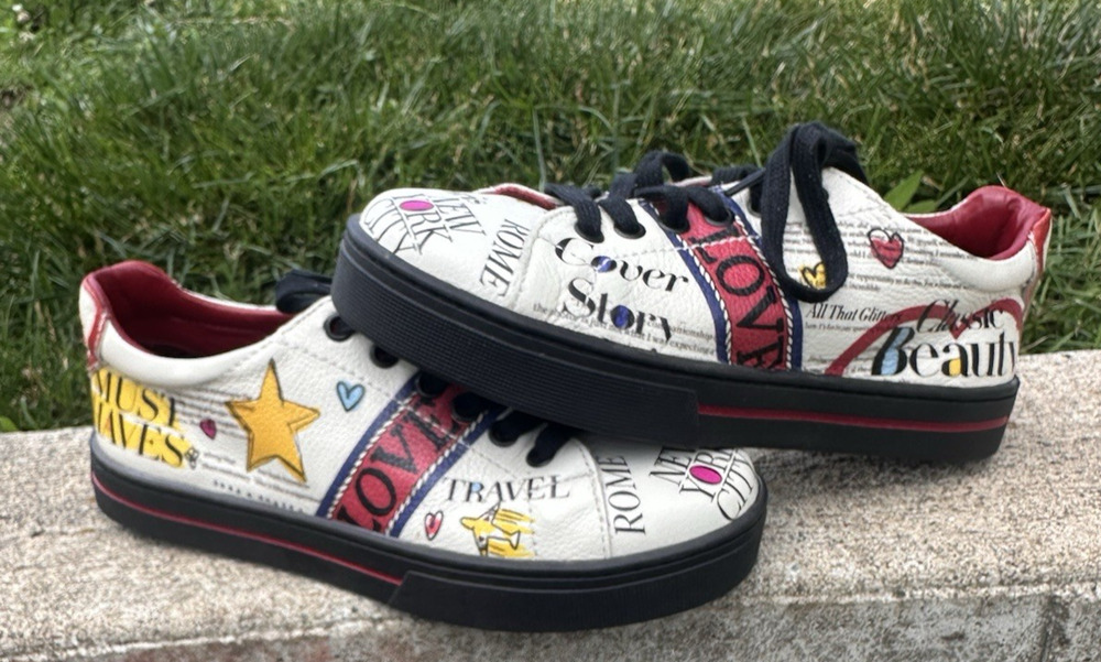 Brighton Scoop Leather sneaker love travel inspired women size 5.5 made inBrazil